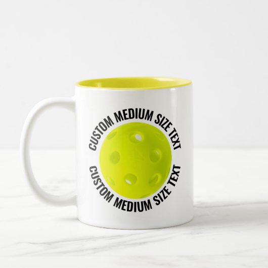 Pickleball & Medium Text GEEL 325ml Custom Tweekleurige Koffiemok (Links)
