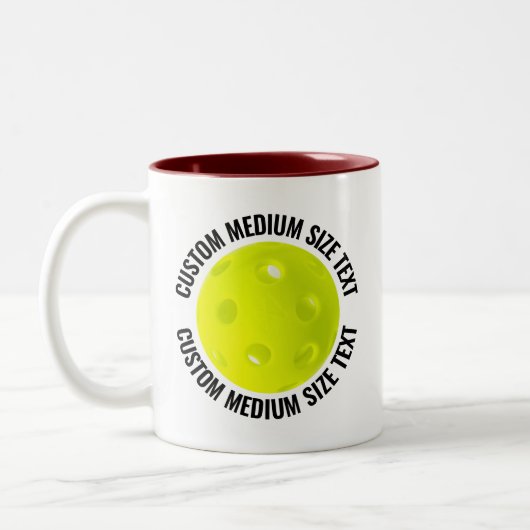 Pickleball & Medium Text MAROON 11oz Aangepast Tweekleurige Koffiemok (Links)