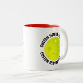 Pickleball & Medium Text Rood 330ml Custom Tweekleurige Koffiemok (Voorkant rechts)