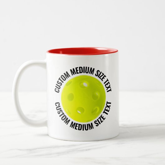Pickleball & Medium Text Rood 330ml Custom Tweekleurige Koffiemok (Links)