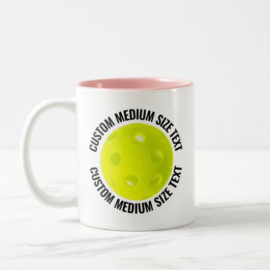 Pickleball & Medium Text ROZE 330ml Custom Tweekleurige Koffiemok (Links)