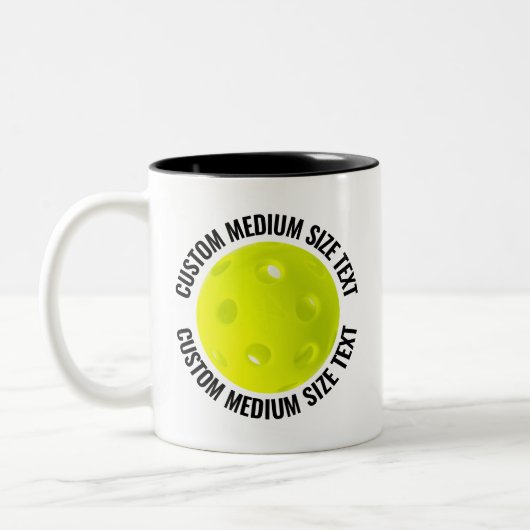 Pickleball & Medium Text ZWART 330ml Custom Tweekleurige Koffiemok (Links)