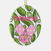 Pickleball Meisje augurken en pickleballs Custom Keramisch Ornament (Rechts)