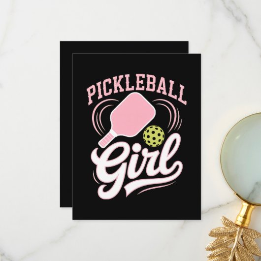 Pickleball Meisje Speler Bedankkaart (Voorkant / Achterkant in situ)