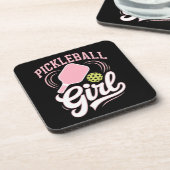 Pickleball Meisje Speler Bier Onderzetter (Linkerzijde)