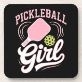 Pickleball Meisje Speler Bier Onderzetter (Voorkant)