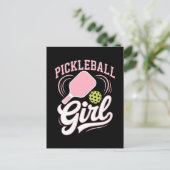 Pickleball Meisje Speler Briefkaart (Staand voorkant)