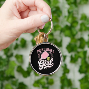 Pickleball Meisje Speler Sleutelhanger