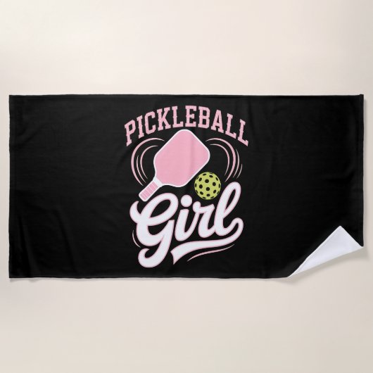 Pickleball Meisje Speler Strandlaken (Voorkant)
