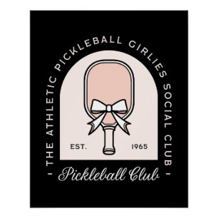 Pickleball meisjes club fancy strik zwart esthetie perfect poster