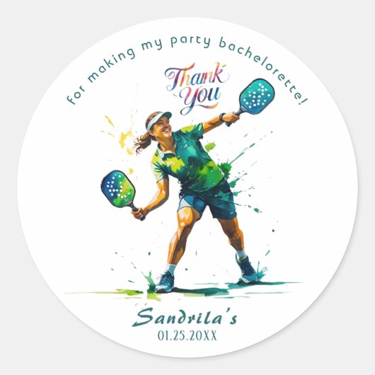 Pickleball | Meisjesuitje Ronde Sticker (Voorkant)