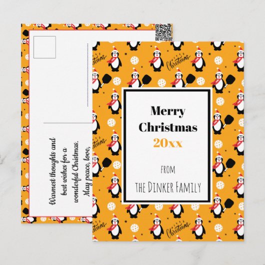 🐧 Pickleball Merry 🎁 Briefkaart (Voorkant / Achterkant)
