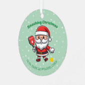 Pickleball Merry Christmas metal Ornament (Voorkant links)
