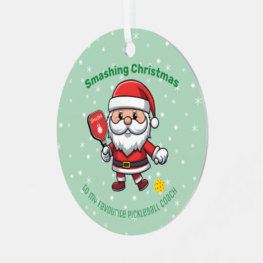 Pickleball Merry Christmas metal Ornament (Voorkant links)