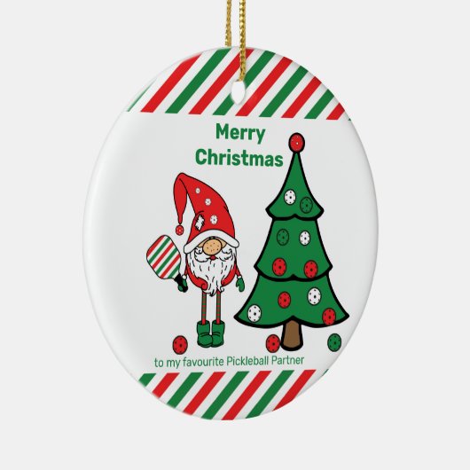 Pickleball Merry kerst Keramisch Ornament (Rechts)