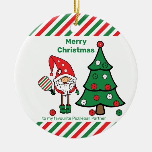 Pickleball Merry kerst Keramisch Ornament (Voorkant)