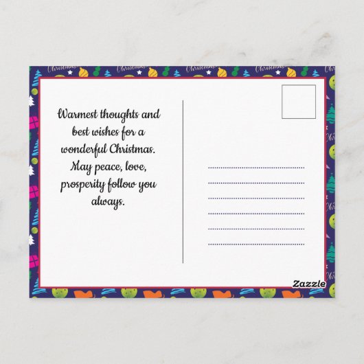 Pickleball 🎄 Merry Kerstmis, aangepaste tekst Briefkaart (Achterkant)