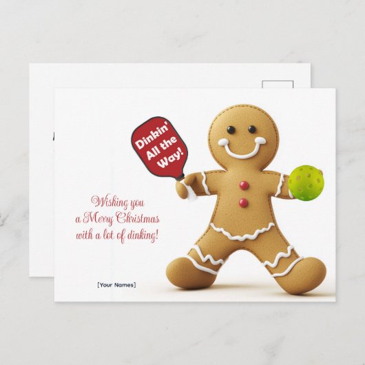 Pickleball 🎄 Merry Kerstmis, aangepaste tekst Briefkaart (Voorkant / Achterkant)