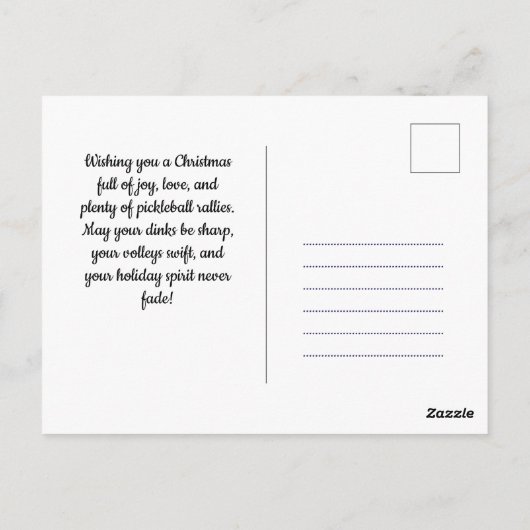 Pickleball 🎄 Merry Kerstmis, aangepaste tekst Briefkaart (Achterkant)