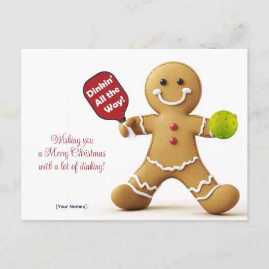 Pickleball 🎄 Merry Kerstmis, aangepaste tekst Briefkaart (Voorkant)