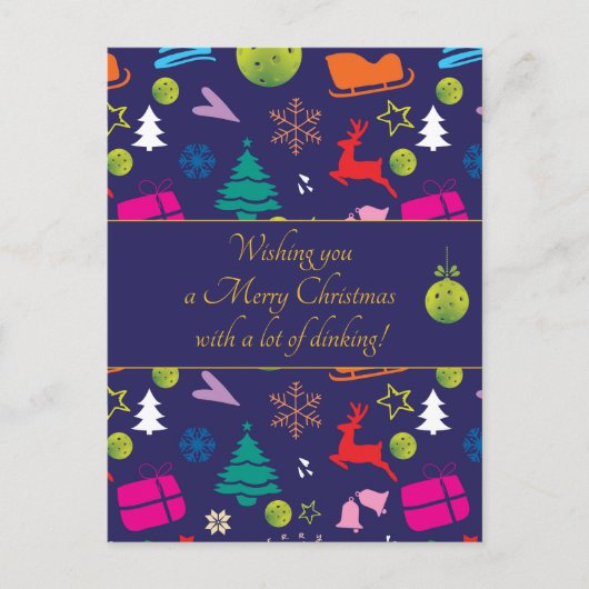 Pickleball 🎄 Merry Kerstmis, aangepaste tekst Briefkaart (Voorkant)
