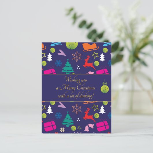 Pickleball 🎄 Merry Kerstmis, aangepaste tekst Briefkaart (Staand voorkant)