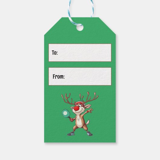 Pickleball 🎄 Merry Kerstmis, aangepaste tekst Cadeaulabel (Achterkant)