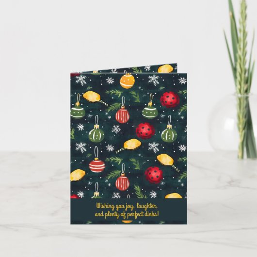 Pickleball 🎄 Merry Kerstmis, aangepaste tekst Feestdagen Kaart (Voorkant)