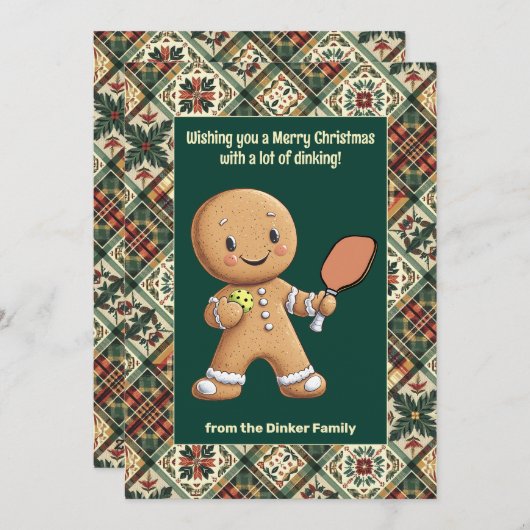 Pickleball 🎄 Merry Kerstmis, aangepaste tekst Feestdagenkaart (Voorkant / Achterkant)