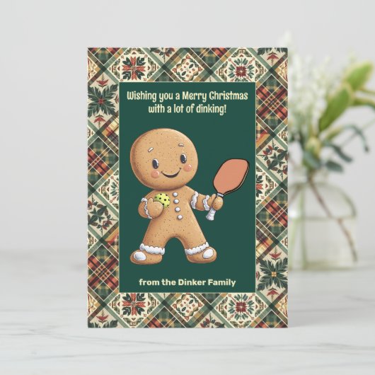 Pickleball 🎄 Merry Kerstmis, aangepaste tekst Feestdagenkaart (Staand voorkant)