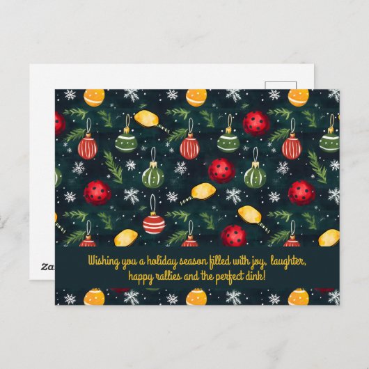 Pickleball 🎄 Merry Kerstmis, aangepaste tekst Feestdagenkaart (Voorkant / Achterkant)