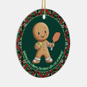 Pickleball 🎄 Merry Kerstmis, aangepaste tekst Keramisch Ornament (Rechts)