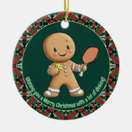 Pickleball 🎄 Merry Kerstmis, aangepaste tekst Keramisch Ornament