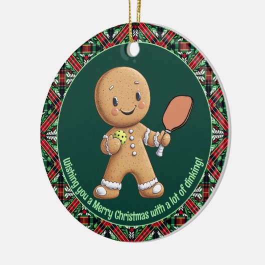 Pickleball 🎄 Merry Kerstmis, aangepaste tekst Keramisch Ornament (Links)