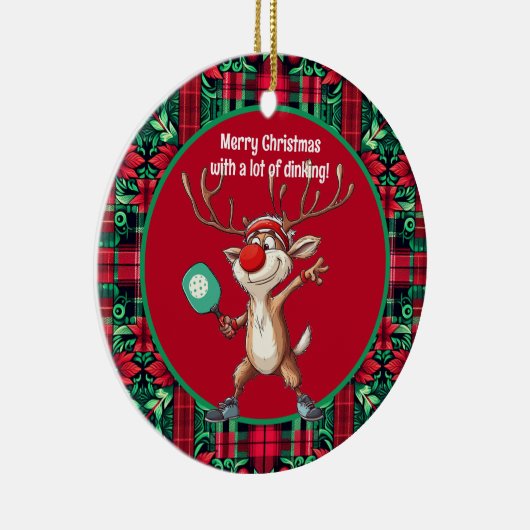 Pickleball 🎄 Merry Kerstmis, aangepaste tekst Keramisch Ornament (Rechts)