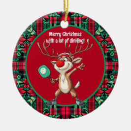 Pickleball 🎄 Merry Kerstmis, aangepaste tekst Keramisch Ornament