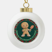 Pickleball 🎄 Merry Kerstmis, aangepaste tekst Keramische Bal Ornament (Voorkant)