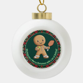 Pickleball 🎄 Merry Kerstmis, aangepaste tekst Keramische Bal Ornament