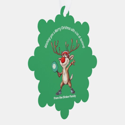 Pickleball 🎄 Merry Kerstmis, aangepaste tekst Ornament Kaart (Rechts)