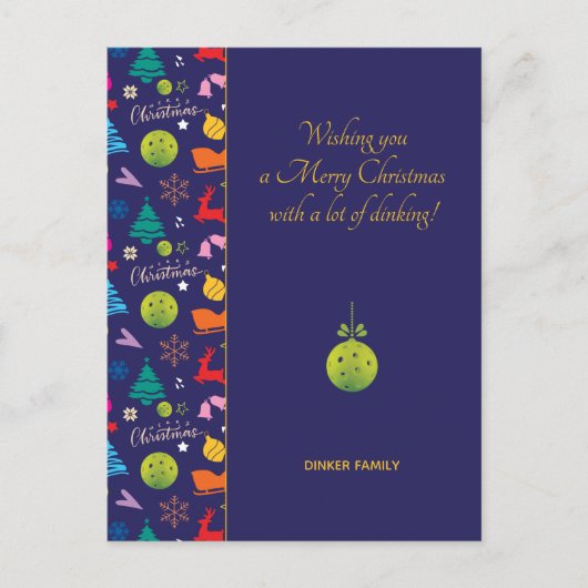 Pickleball 🎄 Merry Kerstmis, aangepaste tekst Pos Briefkaart (Voorkant)