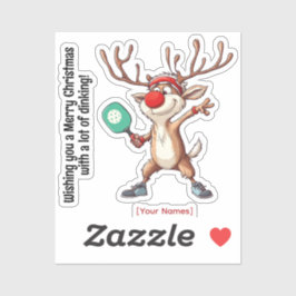 Pickleball 🎄 Merry Kerstmis, aangepaste tekst Sticker