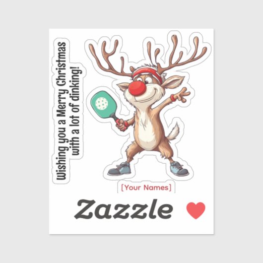 Pickleball 🎄 Merry Kerstmis, aangepaste tekst Sticker (Vel)