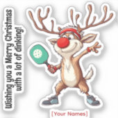 Pickleball 🎄 Merry Kerstmis, aangepaste tekst Sticker (Voorkant)