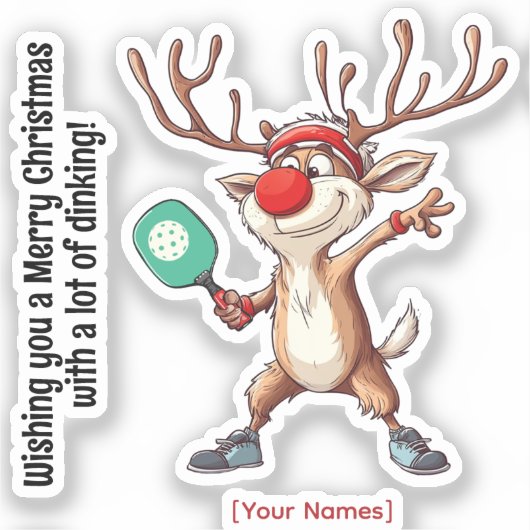 Pickleball 🎄 Merry Kerstmis, aangepaste tekst Sticker (Voorkant)