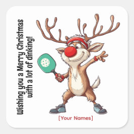 Pickleball 🎄 Merry Kerstmis, aangepaste tekst Vierkante Sticker