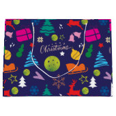 Pickleball 🎄 Merry Kerstmis - blauw van de marine Groot Cadeauzakje (Voorkant)