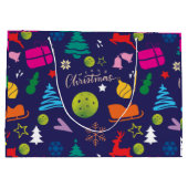 Pickleball 🎄 Merry Kerstmis - blauw van de marine Groot Cadeauzakje (Achterkant)