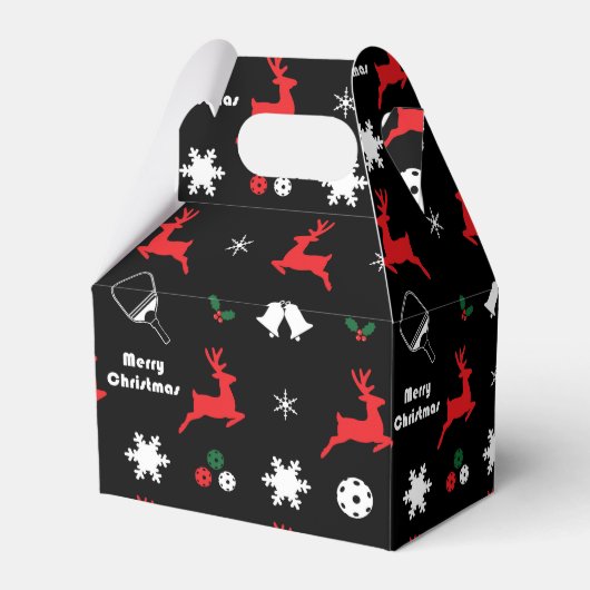 Pickleball Merry Kerstmis 🎄 zwarte vlokken Bedankdoosjes (Achterkant)