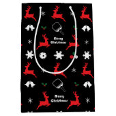  Pickleball Merry Kerstmis 🎄 zwarte vlokken  Medium Cadeauzakje (Voorkant)