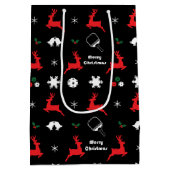  Pickleball Merry Kerstmis 🎄 zwarte vlokken  Medium Cadeauzakje (Achterkant)